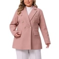 thumbnail image 1 of Abrigo de Doble Botonadura con Solapas para Mujeres de Talla Grande Agnes Orinda, Chaqueta Casual con Bolsillos 3X Rosa, 1 of 6