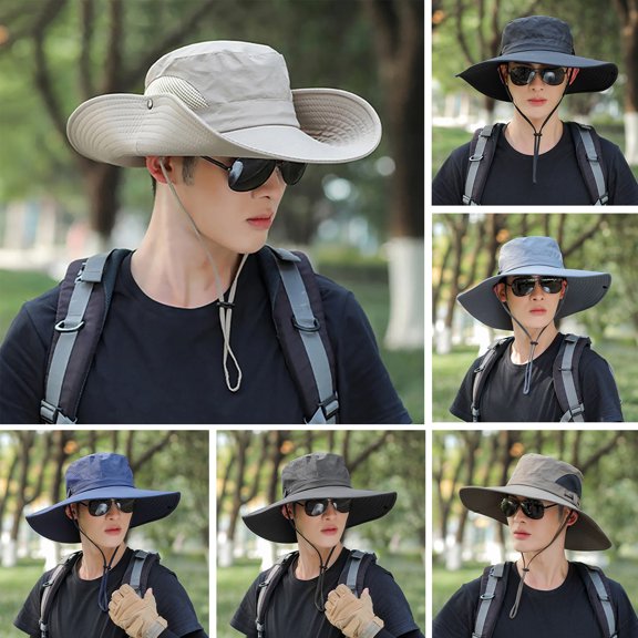 Rodiuiu Fisherman Hat, Wide Brim Sun Protection Bucket Hat, Lightweight Breathable UV Blocking Outdoor Hiking Fishing Cap for Travel Daily Cycling Wear