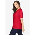 thumbnail image 3 of Jessica London Women's Plus Size Stretch Cotton Square Neck Tee, 3 of 6