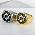 thumbnail image 2 of Judaism Hexagram Star of David Rings 14K Yellow Gold Mens Rings Israel Jewish Jewelry Birthday Gift, 2 of 6