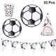 thumbnail image 3 of 33 Uds. Pancarta temática de fútbol, vajilla desechable de moda, platos y vasos de papel, juego de servilletas, suministros para fiestas (blanco y negro) FRCOLOR Hogar5682021, 3 of 7