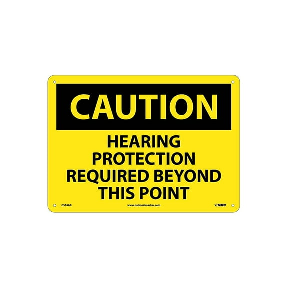 National Marker Caution Signs; Hearing Protection Required Beyond This Point 10X14 .040 Aluminum