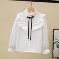 thumbnail image 3 of RFQWOVSR Girls White Cotton Long Sleeve Shirt Spring Layering Turn Down Neck Top 7-8 Years, 3 of 5
