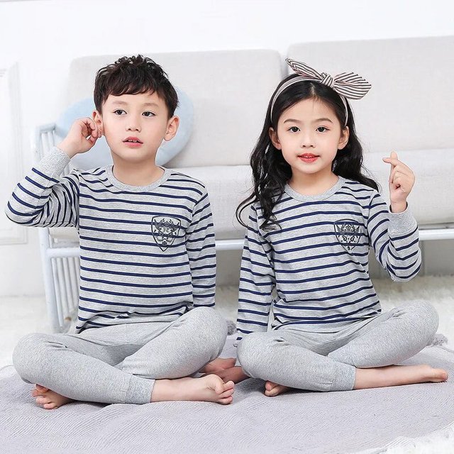 Pijamas térmicos de algodón para niños y niñas, ropa de dormir de Navidad para invierno, 4, 6, 8, 10, 12 y 14 años