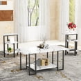 thumbnail image 1 of Stmoze Coffee Table Set with Storage Shelves, 3 Pieces Faux Marble Center Table with 2 End Tables, Modern Middle Table and 2 Side Tables Set, Living Room Table Set for Home, Office, White+Black, 1 of 7