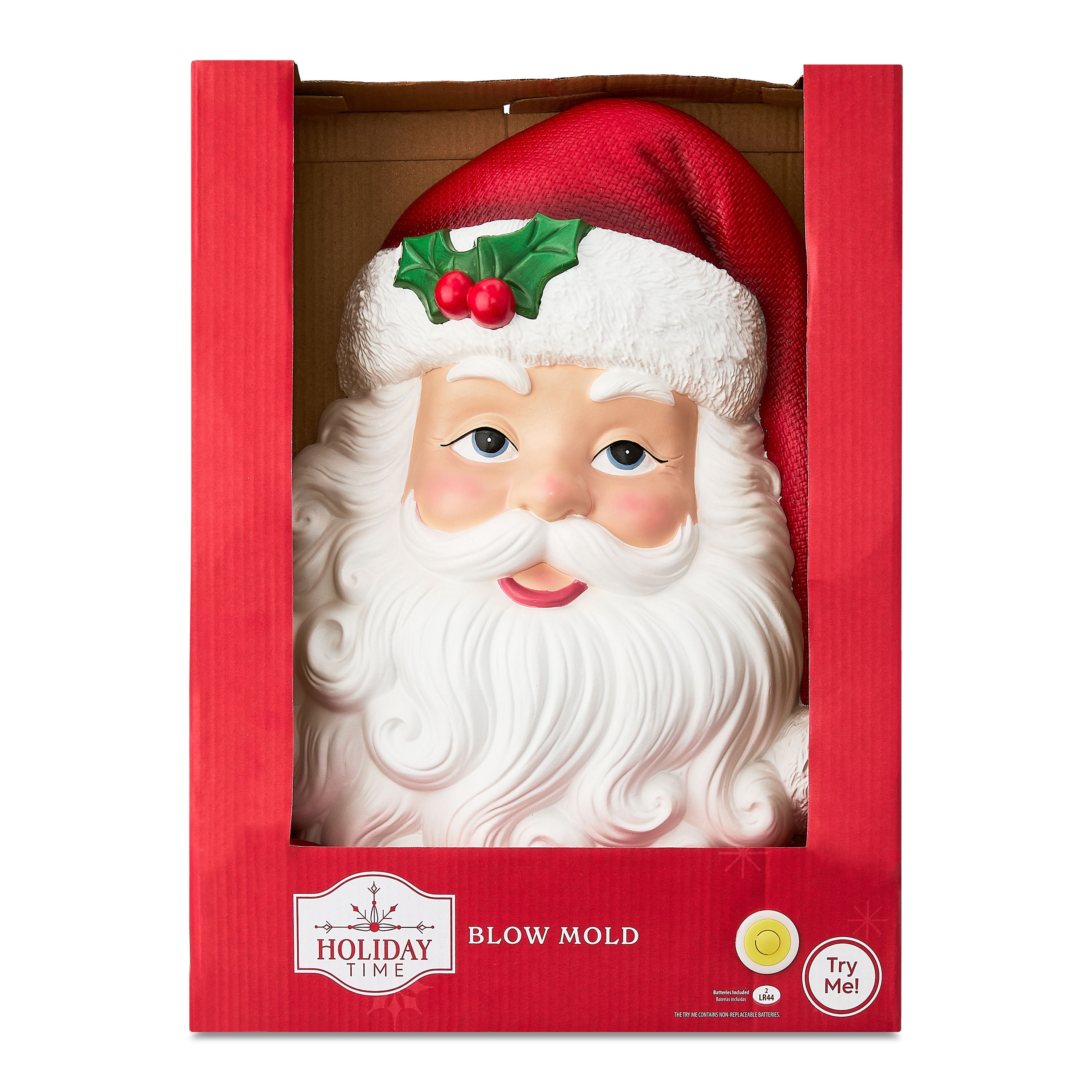 Lighted Blow Mold Santa Hanging Christmas Decoration, Red and White, 16", by Holiday Time