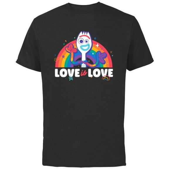 Disney & Pixar’s Toy Story Forky Love for All Rainbow Pride - Short Sleeve Cotton T-Shirt for Adults - Customized-Black