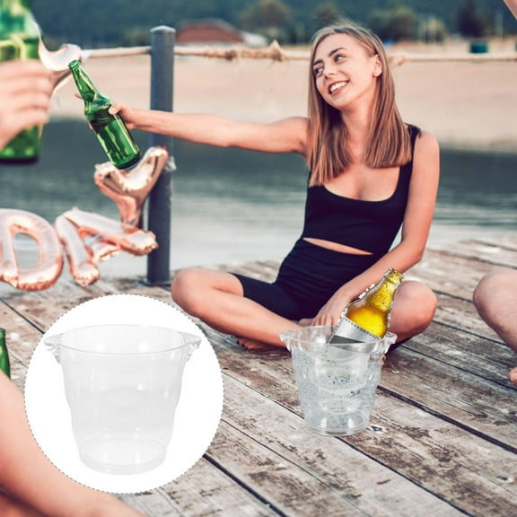 WHAMVOX  Clear Bucket Beer Barrel Beach Party Ice Stable Handle