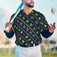 thumbnail image 4 of Fotbe Mardi Gras Strings of Beads Baseball Jersey Shirt for Men and Women, Casual Short Sleeves Button Down T-Shirt-XX-Large, 4 of 9