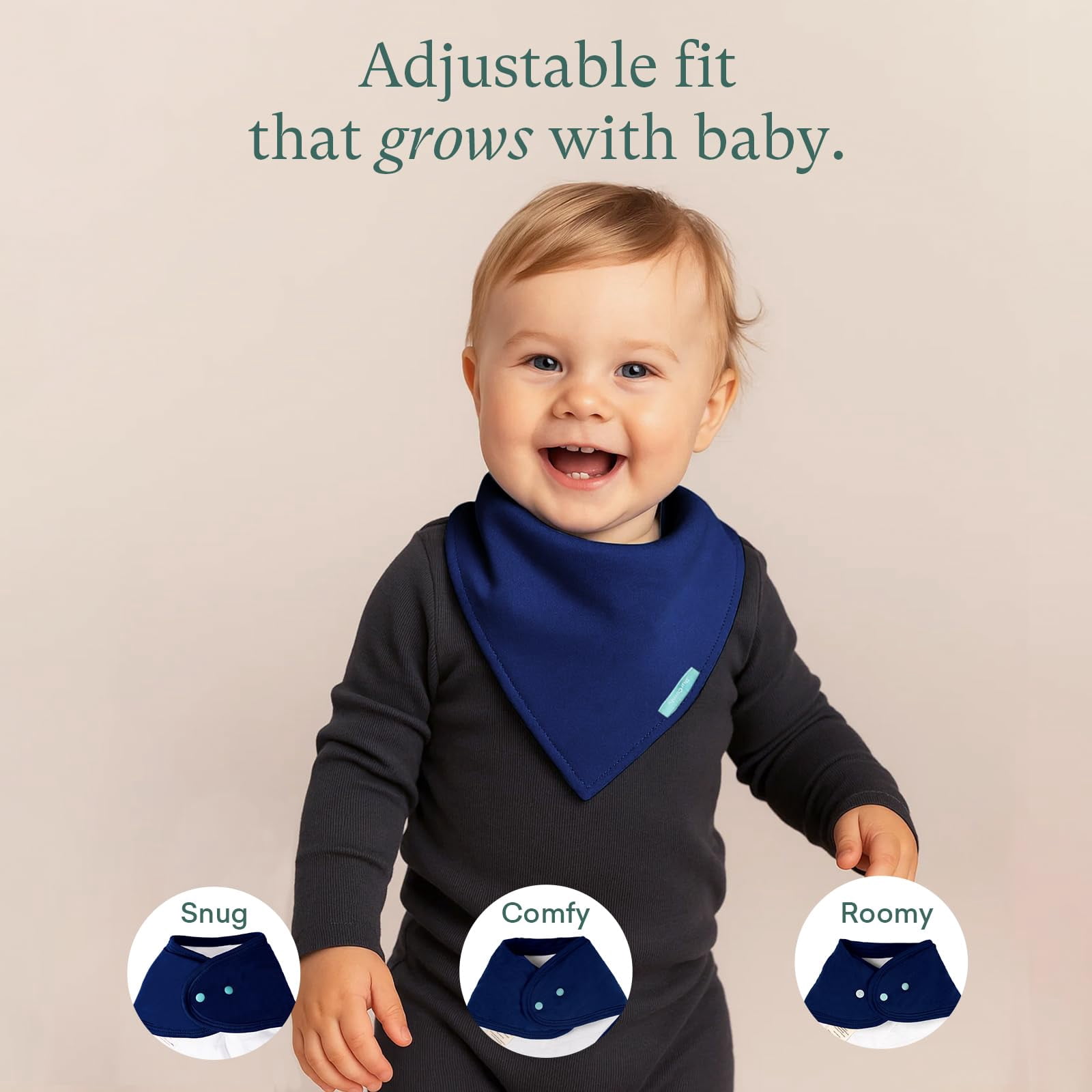 PurComfy SuperSoft Baby Bibs, Premium Bamboo Bandana Drool Bibs for Infant Boys & Girls, Adjustable Snap Bibs, 6-Pack