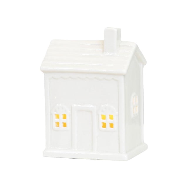 White Ceramic LED House | Christmas Village Light Up Festive New House T2E5