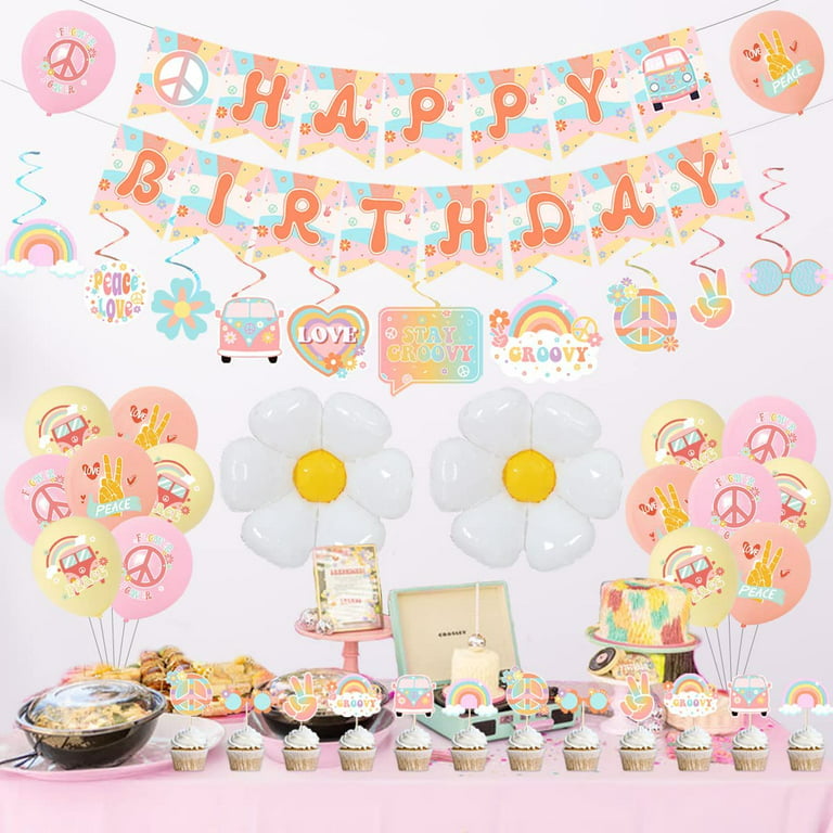 Rainbow Birthday Decorations - Birthday Party Supplies Decor Banner Set for  Kids
