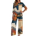 thumbnail image 4 of 2 Piece Sets For Women 3/4 Sleeve Halloween Fashion Clothing & Wide Leg Pants Womens Halloween Print Casual Fall Airport Travel Outfits, 4 of 5