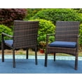 thumbnail image 4 of MF Studio 2-Piece Outdoor Patio Rattan Dining Chair with Navy Blue Cushions, Dark Brown, 4 of 9