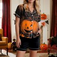 thumbnail image 4 of enyan Woman Halloween Pajamas Silk Pajamas Set Satin Cami Top and Shorts Nightwear Black,S, 4 of 5