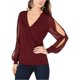 thumbnail image 1 of INC Womens Illusion Surplice Pullover Blusa, Rojo, Small, 1 of 2