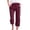 Brick Red, variant on Women Spring And Summer Solid Color Pocket And Casual Loose Straight Slit Home Cropped Pants Teacher Work Clothes