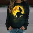 thumbnail image 6 of Womens Fleece Lined Sweatshirts Oversized Drop Shoulder Crewneck Sweat Shirts Loose Casual Halloween Graphic Sweater Black, M, 6 of 6