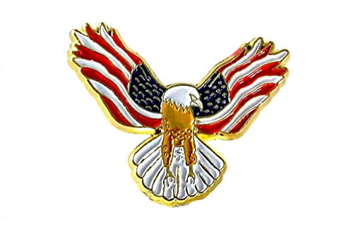 BALD EAGLE US FLAG HAT LAPEL VEST PIN UP RED WHITE BLUE VICTORY PATRIOT WOW 