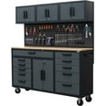 thumbnail image 3 of HPDMC 72in Rolling Tool Chest Cabinet Mobile Garage Workbench Heavy-Duty Tool Cabinet on Wheels with 11 Drawers, 2-Door Cabinet, 3 Top Cabinet, Pegboard & Power Strip for Tool Organization, 3 of 9
