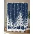 thumbnail image 4 of Christmas Blue Shower Curtain Set, Waterproof Shower Curtains for Bathroom, White Xmas Tree Elk Winter Snowflake Washable Fabric Cloth Bath Curtain for Bathtub Decoration with Hooks 72x78 Inches, 4 of 6