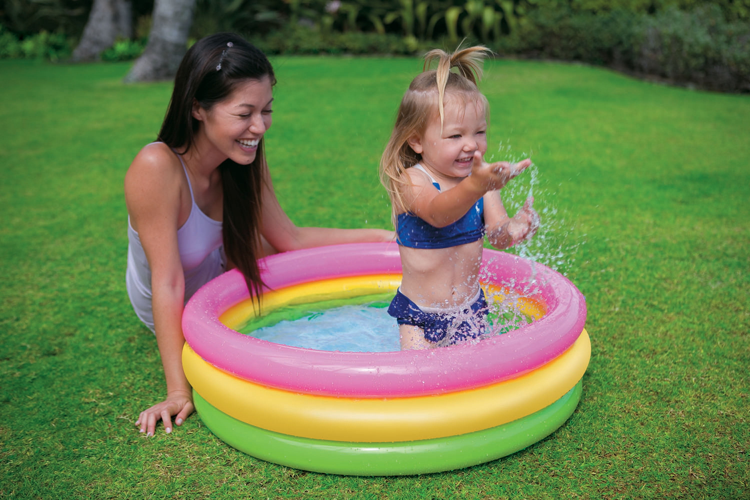 INTEX BABY PADDLING POOL PINK BALLPIT SOFT INFLATED FLOOR SWIMMING GARDEN FUN 