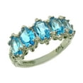 thumbnail image 1 of LBG British Made 10k White Gold Natural Blue Topaz Womens Eternity Ring - 33 size options - Size 5.25, 1 of 6