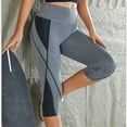 thumbnail image 4 of Yuanlong Womens Pants High Waist Color Block 7/8 Length Capri Yoga Leggings Stretchy Breathable Spring Workouts Trousers, 4 of 5
