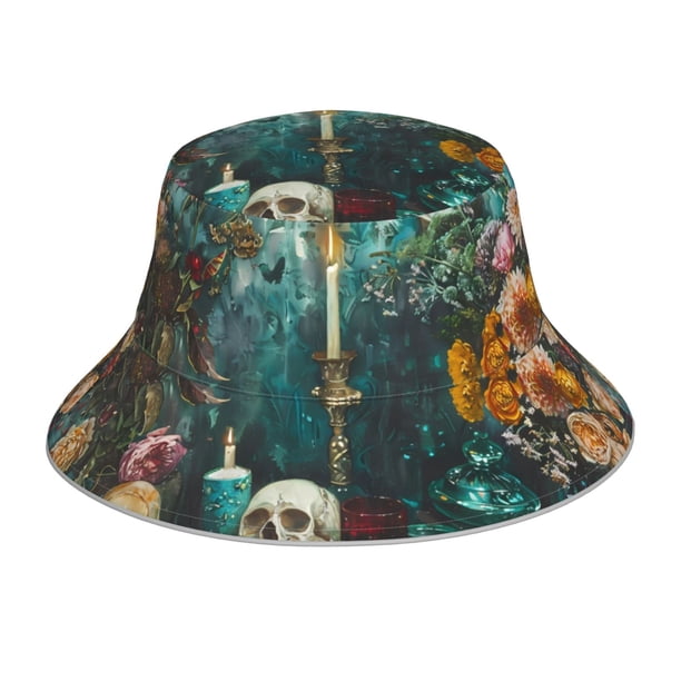 Fotbe Baroque Floral Still Life Sombrero Tipo Pescador con Estampado – Sombrero de Sol de Algodón de Moda para Playa, Golf, Pesca