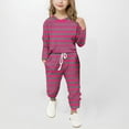 thumbnail image 2 of QNANSPI Girls Activewear Outfit Sets,Jogger Set for Kids,Children's Stripe Long Sleeve Set Long Pants Two-piece Set Girl, 2 of 4