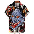 thumbnail image 3 of Camisa vintage japonesa con estampado 3D de samurái para hombre, camisa de manga corta de gran tamaño con solapa y botones, estilo callejero, 3 of 5