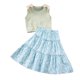 thumbnail image 1 of Odeerbi 2-8 Años Niñas Conjunto de Verano Camisetas de Tirantes Con Lazo Y Falda Con Vuelos Florales Conjunto de Dos Piezas Media Falda, 1 of 8