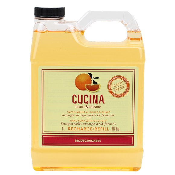 Fruits & Passion Cucina Sanguinelli Orange and Fennel Biodegradable Hand Soap Refill 33.3 Ounces