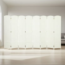 GVN Privacy Panels Decorative Privacy Fence,Folding Room Divider Screen 8 Panel 5.6' Tall Privacy Screen Freestanding Room Partition, White