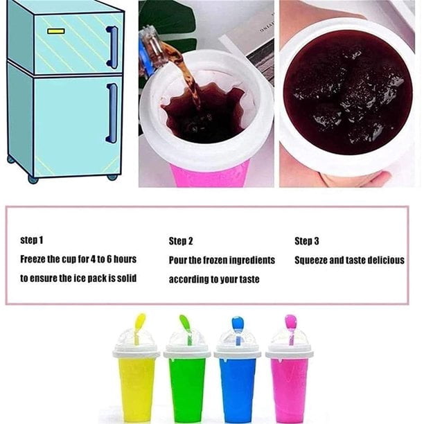 Gobelet Slushy Maker 500 Ml – Silicone Magique Avec Paille-cuillère 2-en-1 – Double Paroi – Idéal été & Cadeau Fun