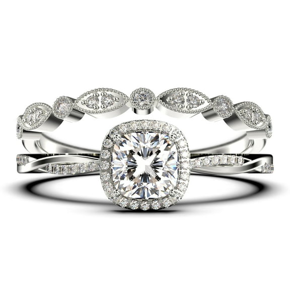 Twisted Infinity Band Dazzling Boho & Hippie 1.75 Carat Round Diamond Moissanite Engagement Ring, Classic Wedding Ring In 925 Sterling Silver With 18K White Gold Plating, Bridal Rings