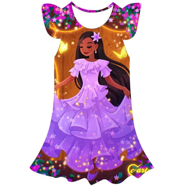 2023 año Magic full house prince dibujos animados 3D estampado niños niña vestido lindo fiesta de cumpleaños princesa vestido apto para niñas tamaño 2-10Y12M Gao Jinjia LED