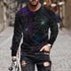 thumbnail image 1 of Blusas y camisas de manga larga con cuello redondo para hombre, estilo casual, cuello redondo, manga larga, camiseta estampada de Halloween, blusas, blusas de poliéster para hombre., 1 of 5