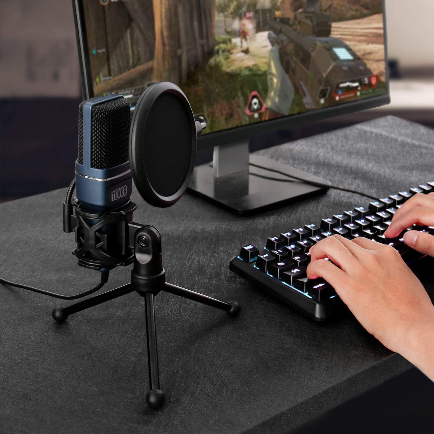 TONOR TC-777 Podcast Microphone, USB Computer Microphone, Cardioid Condenser PC Mic with Tripod Stand and Pop Filter for Podcasting, Streaming, Vocal Recording, Compatible with PC & Laptop, PS4/5