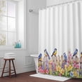 thumbnail image 5 of Birds Fence Flower Floral Fabric Shower Curtain Branch Leaves Nature Washable Shower Curtains for Bathroom, Waterproof Bath Curtain with Hooks Home Decor 72x84in, 5 of 8