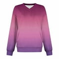 thumbnail image 4 of Olyvenn Women's V Neck Sweatshirts Tie Dye Gradient Long Sleeve Shirts Casual Fleece Pullover Fall Fashion Tops with Pocket Hot Pink XXL, 4 of 5