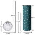 thumbnail image 5 of 20oz Teal Christmas Star Pattern Skinny Tumblers Stainless Steel Tumbler with Lid and Straw,Vacuum Insulated Double Wall Travel Tumbler Cups with Cleaning Brush for Coffee,Tea, 5 of 6