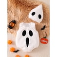thumbnail image 3 of RUINIXCW Newborn Baby Girl Boy Halloween Ghost Costume Cosplay Outfit Infant Girls Boys Fall Winter Clothes Warm Fleece Sleeveless Romper Hat Set, 3 of 7