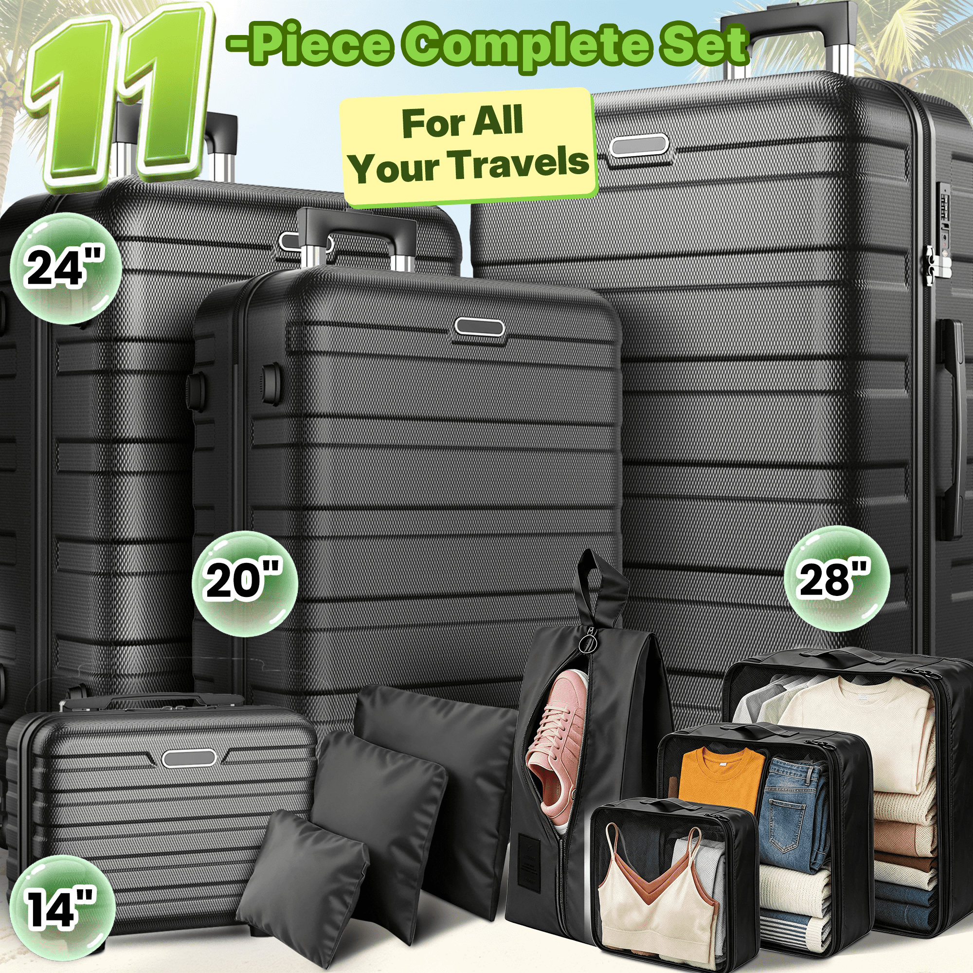 Zimtown, Luggage Set, 3 Piece Nested Spinner Pink with TSA Lock