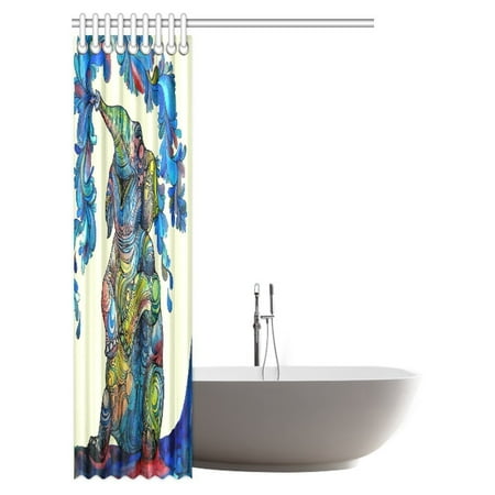 Pop Happy Elephant Bathroom Shower Curtain Set Coloful 66x72 Inch