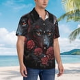 thumbnail image 3 of Fotbe Rose Full Moon Black Wolf Camisa Hawaiana para Hombre Unisex – Camisa Casual de Verano con Botones de Manga Corta de Algodón y Lino,Small, 3 of 7