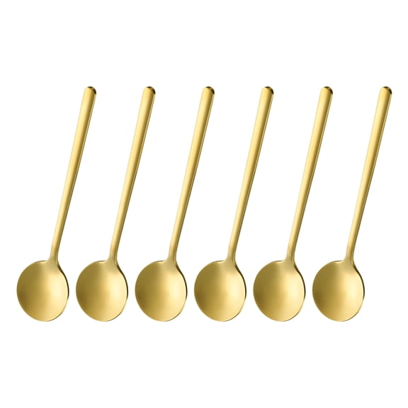 6pcs Espresso Spoons 5.1 Inches Stainless Steel Round Coffee Spoon, Gold Tone