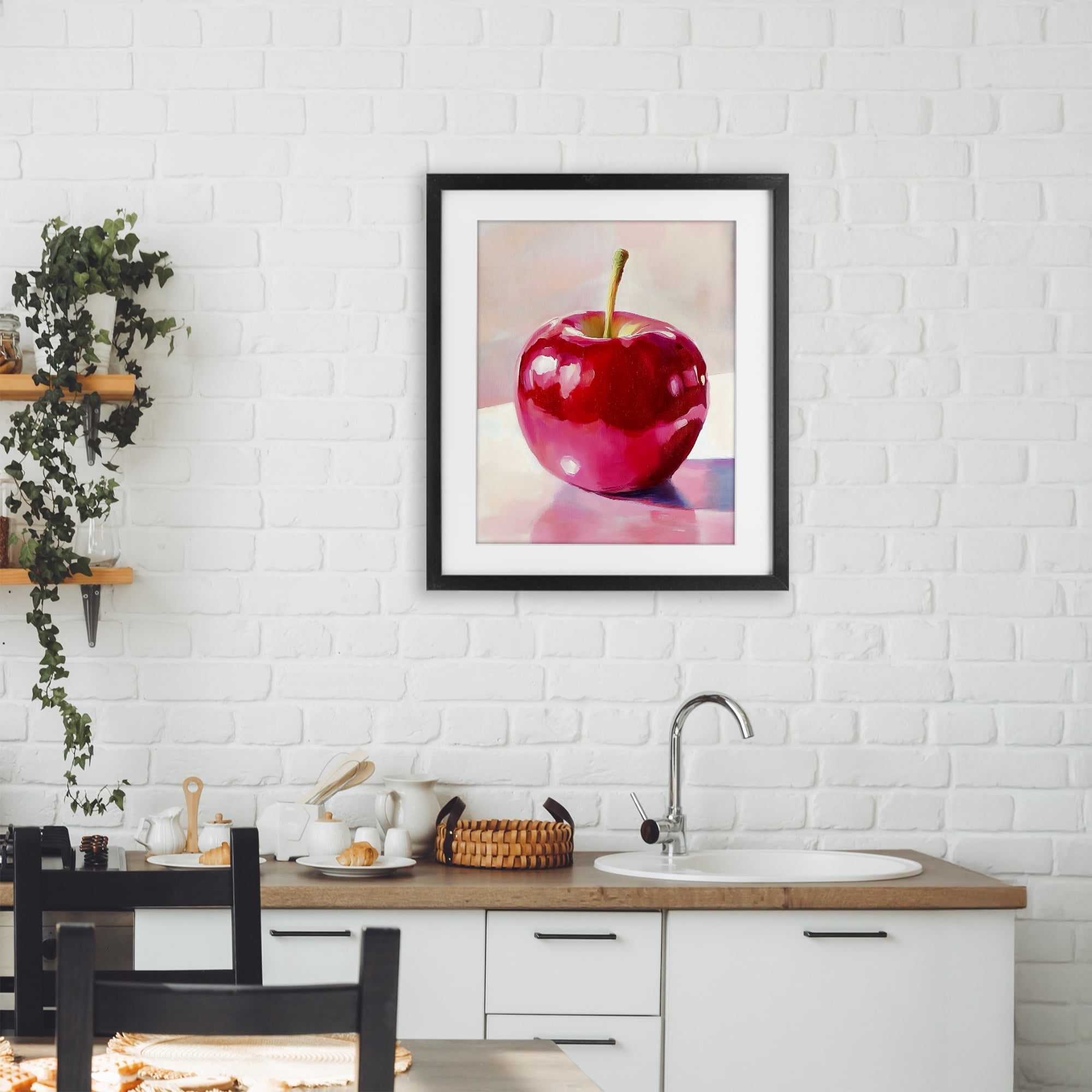 Stupell Industries Shiny Red Apple Reflection Black Framed Print Under Glass, design by The Prints Vibe