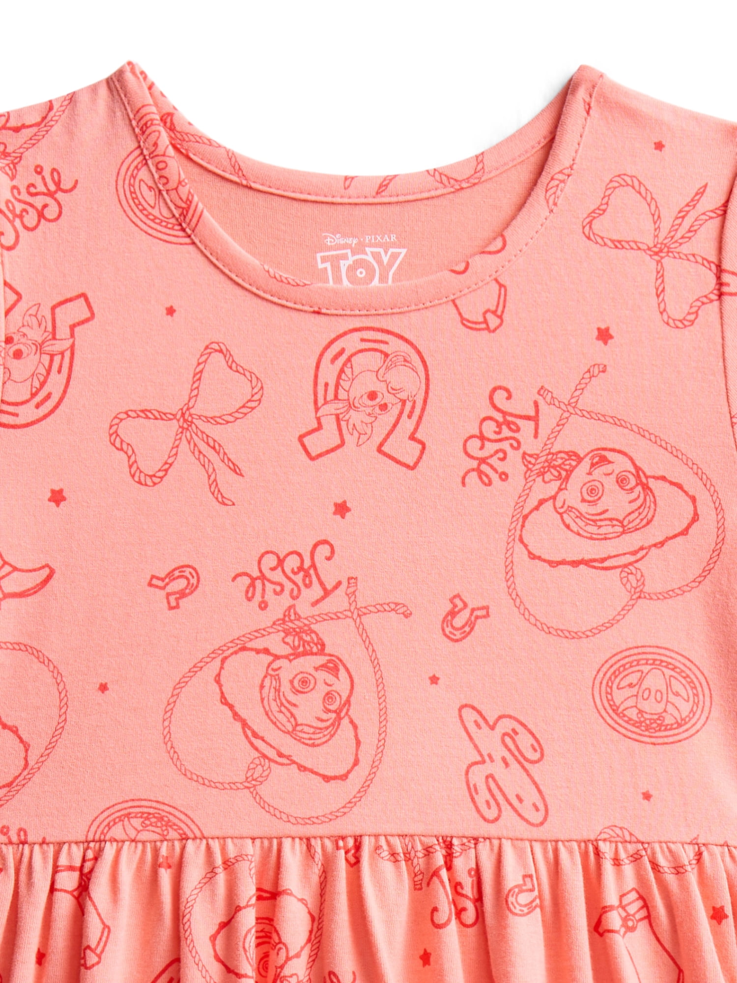 Toy Story Girls Allover Print Dress with Short Sleeves, Sizes 4-12