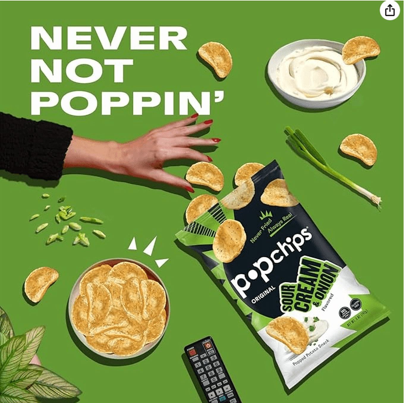 Popchips Potato Chips Sour Cream & Onion (6 Pack)
